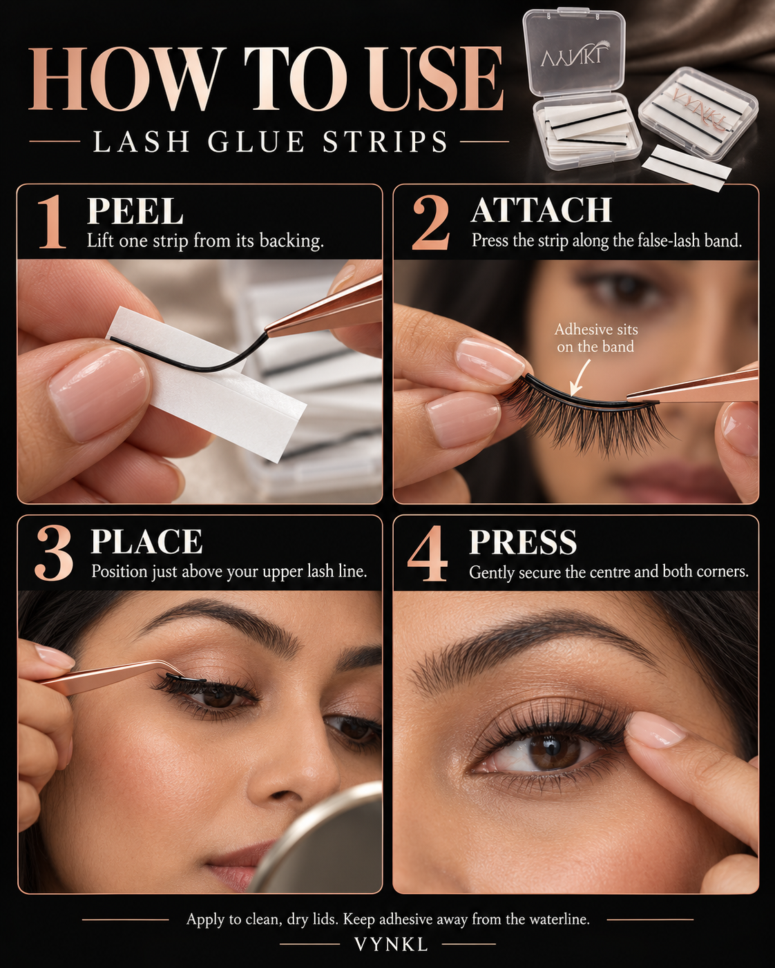 VYNKL lashes - Lash Glue strips (Pack of 10 Strips)